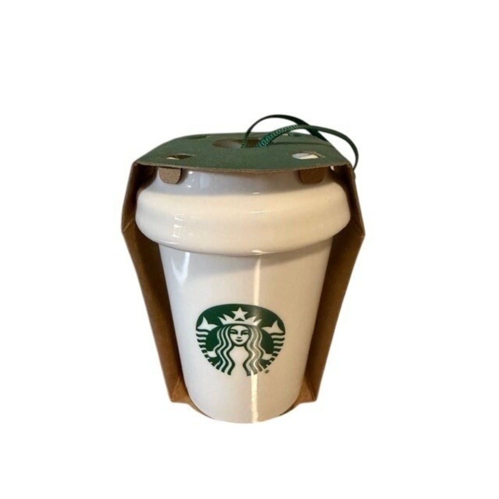 Starbucks 2016 Set of 3 Nesting Christmas Ornament Ceramic Coffee Cups New‎